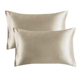 Bedsure Satin Pillowcase for Hair and Skin, 2-Pack - Standard Size (20x26 inches) Pillow Cases - Satin Pillow Covers with Envelope Closure, Taupe