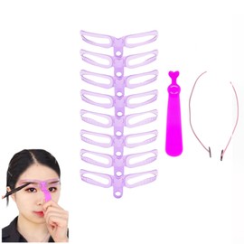 Eyebrow Template 8 Different Eyebrow Set, Brush Eyebrow Pencil, Eyebrow Cosmetic Tools with Strap, Symmetrical, Simple, Easy to Use for Beginners, Unisex