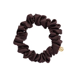 EVITA PERONI Silk Hair Ties - Skinny Hair Scrunchies for Women Girls, No Damage, No Crease, Hair Elastic, Sleep Hair Care - Brown