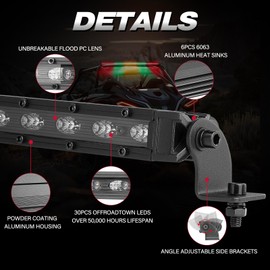 OFFROADTOWN 37Inch LED Chase Light Bar UTV Rear Chasing Lights Slim Off Road Chase Emergency Strobe Light w/Turn Signal Brake Reverse Rear Lights for RZR Polaris 4x4 Can-Am Trucks Pickup - RGYGR