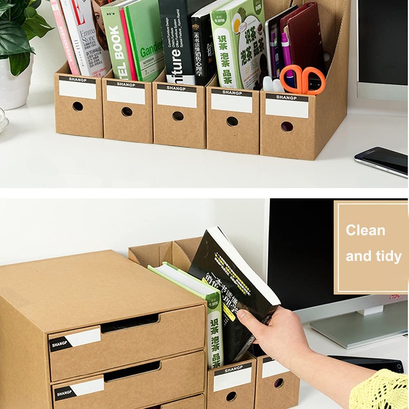 Fiyerna Foldable Desk File Holder Organizer Sturdy Cardboard Magazine Storage