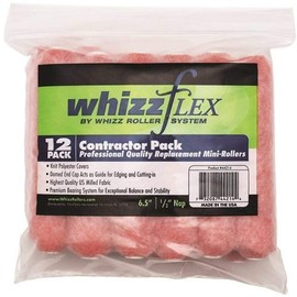 Work Tools International 44214 6-1/2-Inch WhizzFlex Polyester Mini Paint Roller Cover Refill, Pink, 12-Pack