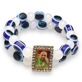 BLESSINGS HUB Jai Guruji Evil Eye Guruji Bracelet | Guruji bracelets | Guru Ji Bracelets | Guruji Swaroop Bracelets | Guruji Blessings Bracelets for Boys/Men/Women/Ladies for Nazar (White), Standard,
