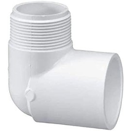 PVC 90 Degree Elbow Pipe Fitting – 3/4 inch MNPT Male Pipe Thread x 3/4 inch Slip Socket 90 Degree Street Elbow Connector SCH 40 for Home Sewer Plumbing Water Line – White