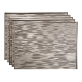 FASÄDE Ripple Decorative Vinyl 18in x 24in Backsplash Panel in Brushed Nickel (5 Pack)