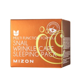 MIZON Snail Wrinkle Care Sleeping Pack Snail Mucin Nourishing mask with Adenosine Shea Butter Overnight Firming Mask for Damaged Skin Fine Line (2.7 FL oz)