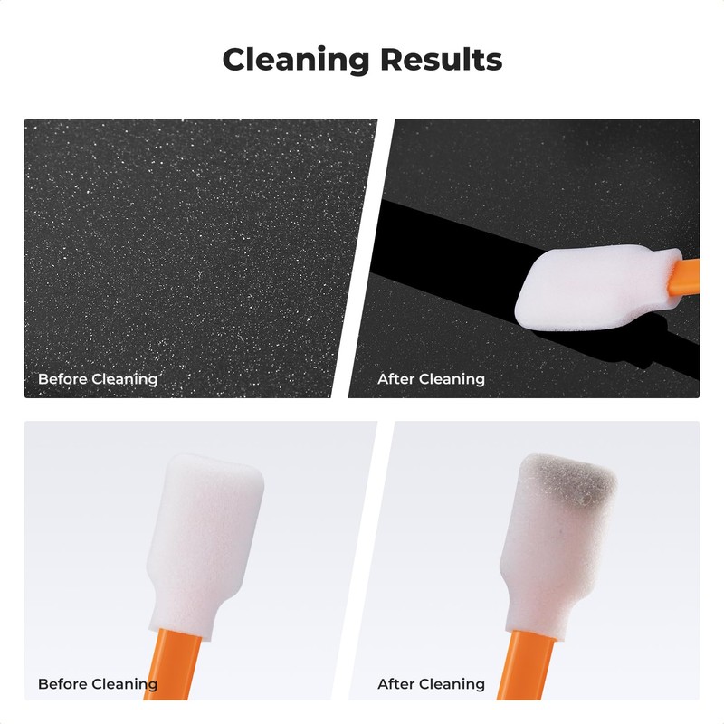 K&F CONCEPT Foam Cleaning Swabs, Individually Wrapped Foam Sticks for