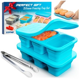 Silicone Freezer Trays With Lid, Stackable 1 Cup Silicone Freezer Molds, Easy To Use Soup Ice Cube Tray, Collapsible Freezing Molds for Meal Prep, Broth, Sauce, Leftovers, Soup Storage Gift Set