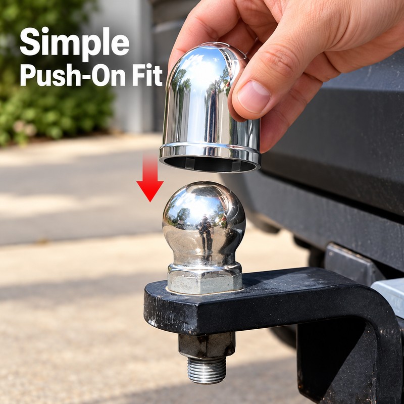 50mm Chrome Tow Ball Cover, Push-On Plastic Trailer Hitch Ball