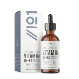 Vitamin D3 K2 (MK-7) Liquid Drops - 30ml (150 Servings) - MCT Coconut Oil Base - High Strength Vitamin D3 4000IU & K2 25μg (1,000IU) Supplement per Drop - by Alpha01