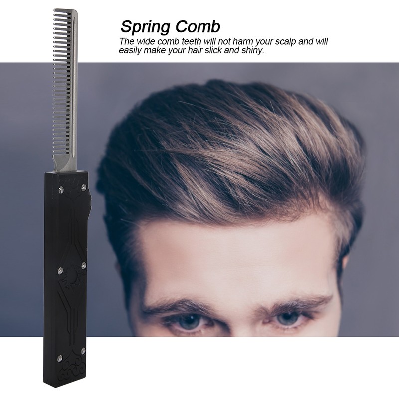 Stainless Steel Spring Comb Hair Beard Folding Pocket Comb Hairdressing