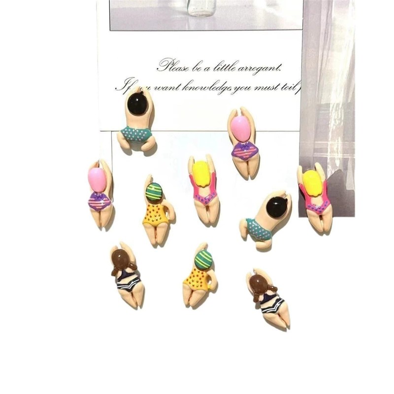 6 Pieces Creative Fridge Magnet with Floating Character, Cute Beach