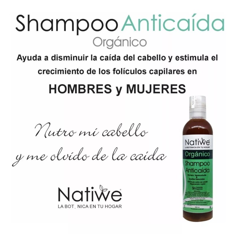 Natiwe Botanica Shampoo Herbal Anticaída. Romero, Bergamota (efecto Rapunzel