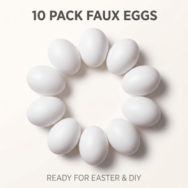 GOUDOGEDC 10PCS Simulation Egg White Plastic Fake Eggs DIY Easter Ornaments Painting and Realistic Egg Crafts for Party Home Decor