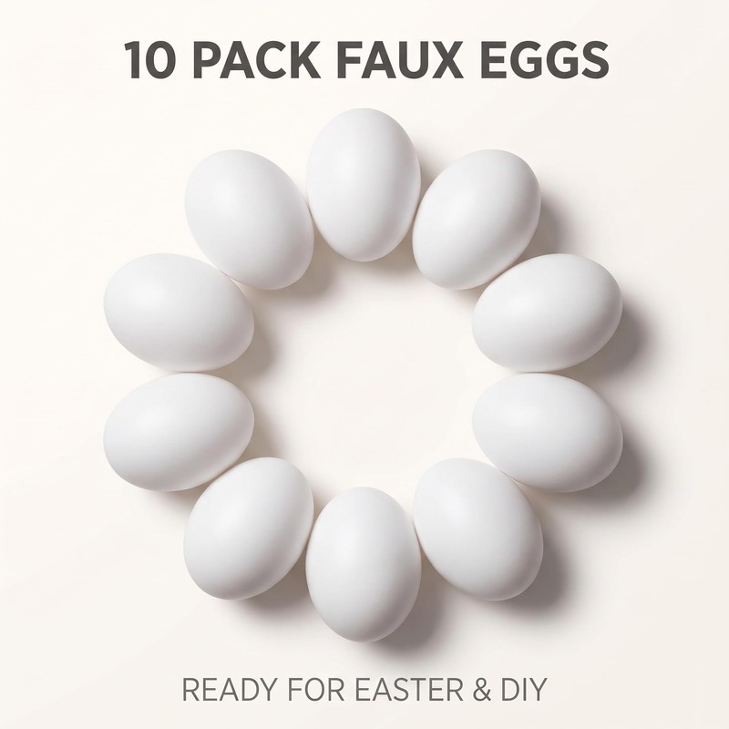 GOUDOGEDC 10PCS Simulation Egg White Plastic Fake Eggs DIY Easter