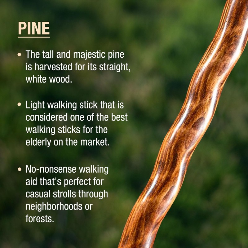 55" Texas Traveler Brazos Walking Stick, Handcrafted Red Pine Wooden
