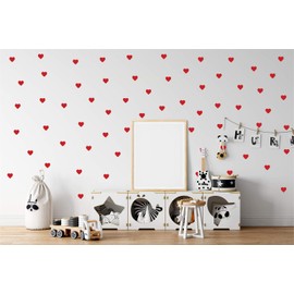 StickerDeen | Heart Shape Decoration Removable Wall Art Vinyl Decal Stickers | (Pack of 80) (Red)