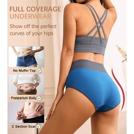 Eiggam Postpartum Underwear for Women High Waisted Underwear Women Tummy control Soft Breathable Panties Womens Stretch Briefs(M)
