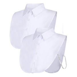 Tatuo 2 Pieces Fake Collar Detachable Collar for Women Shirts Dickey Half False Blouse Dickey(Large,White)