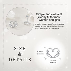 Cat Earrings 925 Sterling Silver Heart Cat Stud Earrings Cute Animal Jewelry Gifts for Women Friend