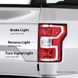 Tail Lights Assembly w/o Bulbs & Wiring Harness, Compatible with Ford F150 2018 2019 2020, Rear Tail Lamp Light Driver & Passenger Side, Red Lens Chrome Housing