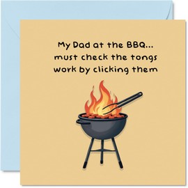 Dad Birthday Card - Dad's BBQ - Happy Birthday Card for Father from Son Daughter, 145mm x 145mm Fathers Day Bday Greeting Cards