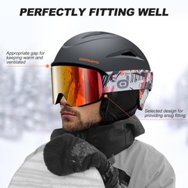 Odoland Ski Helmet and Ski Goggles Set Snowboard Helmet with Snowboard Goggles for Men and Women and Youth Ski Goggles UV 400 Protection Wind Resistance Snowboard Goggles for Skiing and Mountaineering
