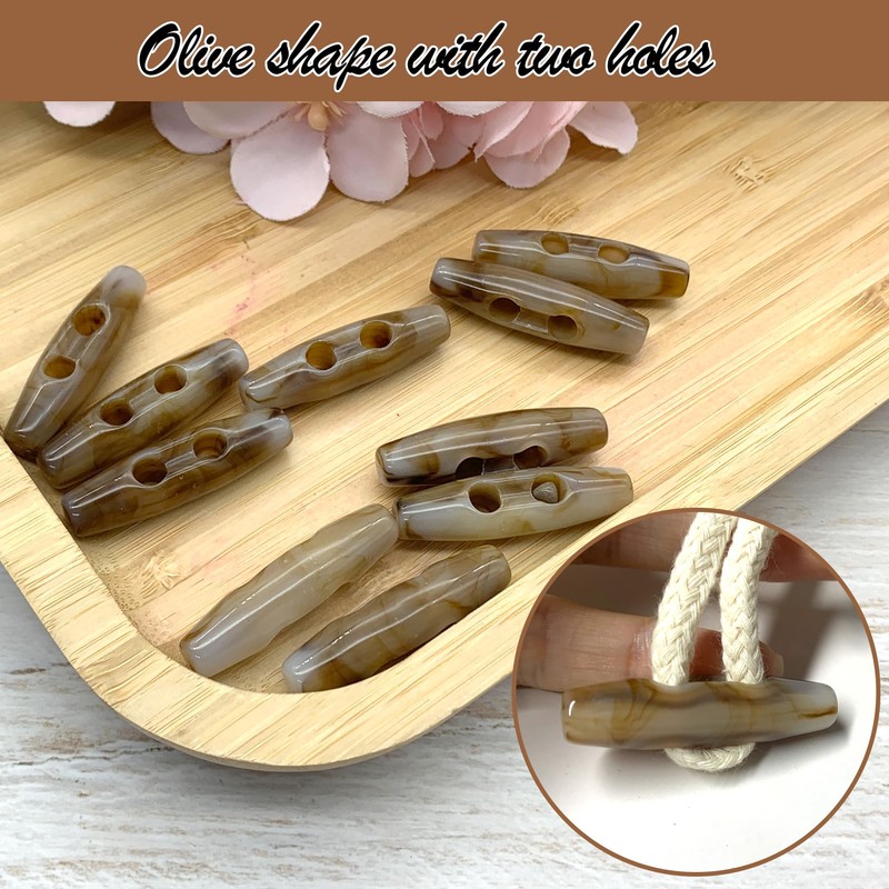 DHER Pack of 10 Toggle Buttons Oval Toggle Horn Toggle