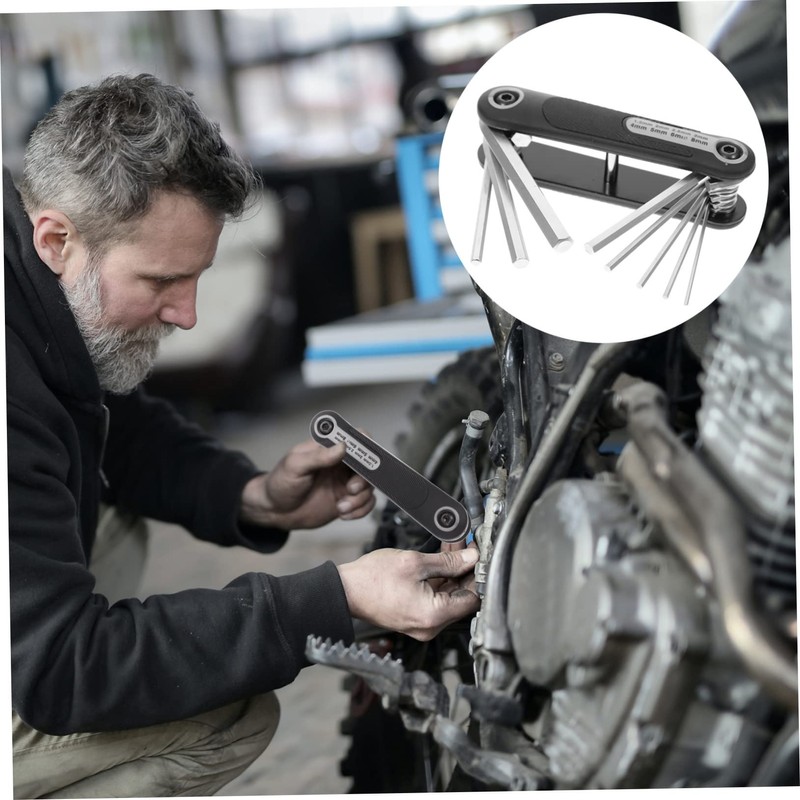 KONTONTY Hexagonal Wrench Set 8pc Folding Key Tool Kit Home