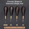 Diamond Shape Stitching Awl Ebony Black Wood Handle Leather Craft