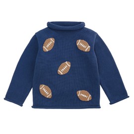 Mud Pie Boys Kids Football Rollneck Sweater, Navy