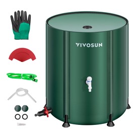 VIVOSUN Collapsible Rain Barrel, 100 Gallon Water Storage Tank with 1000D Oxford Cloth, Portable Rain Collection System Includes Two Spigots and Overflow Kit, Green
