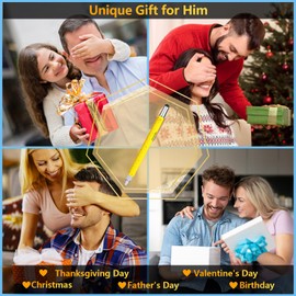 Tirmrin Novelty Gifts 6 in 1 Pens for Men, Multi Tools Pen EDC Unique Gadget as Christmas, Valetentine's Day, Father' Day, Birthday Pens Gifts for Dad, Boyfriends (Yellow)