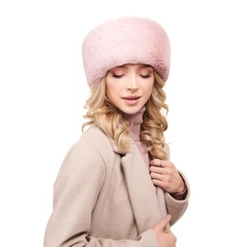 Futrzane Modern Headband - Ladies Winter Fur Headbands - Soft Russian Ear Warmer - Size S (Pink Long Modern)