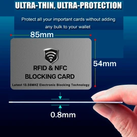 SaiTech IT 5 Pack RFID Blocking Cards, One Card Protects Entire Wallet Purse for Men & Women, NFC Contactless Bank Debit Credit Card Protector ID ATM Guard Card – Grey