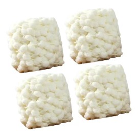 4 Rollos De Pompón De Hilo Grueso De Poliéster De Blanco