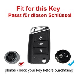 TECART Leather Smart Car Key Case Cover Fits VW Golf 7 MK7 Polo T-ROC Tiguan Skoda Superb Octavia Seat Leon Ibiza Portable Protective Key Cover Accessories Key with 3 Buttons, blue