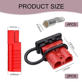 Zikefest 50A 12-36 V Batteries Quick Connect/Disconnect Plug Kit, 6-12 Gause Wire Connector, for Car ATV Winches Lifts Motors - 2PCS(red)
