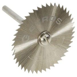 Gyros Mini Circular Saw Blades, Coarse-Teeth 1 ½ Inch Diameter, 44 Teeth Per Inch. with Mandrel Set for Cutting of Plastic, Softwoods, Hardwoods, and Wax. Compatible with Most Rotary Tools. 82-21515