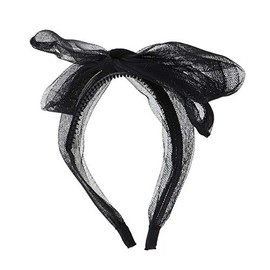 Motique Accessories Big Wide Bow Fancy Headband Stretchy Mesh for Women and Girls - Black