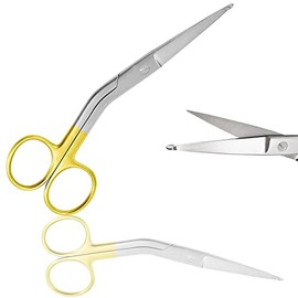 AAProTools Knowles Bandage Scissors, Angled Shank, Gold Handle 5.5" German Grade