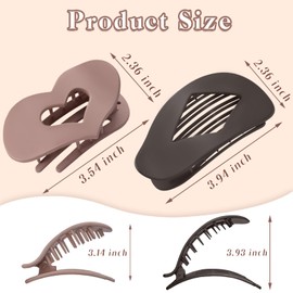 Hanqing 4 Pcs Flat Hair Clips for Women, 2 Styles Curved Duckbill Design Hair Clips for Lying, Driving, Matte Hold Hair Claw Clips for Thin, Thick Hair