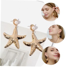 Healvian 1 Pair Gold Alloy Pearl Statement Earrings for Women Unique Fashion Jewelry for Birthdays Year Lightweight and Comfortable Design