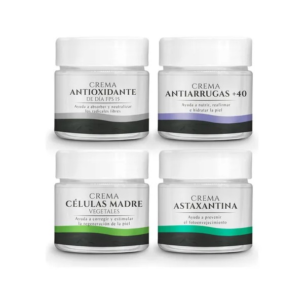 Kit 4 Cremas, Astaxantina, Células Madre, Antiarrugas +40