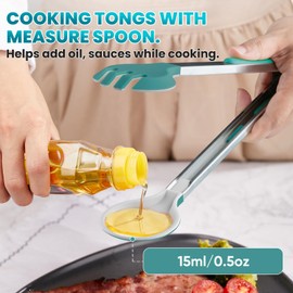 12 Inch Kitchen Tongs for Cooking with Silicone Tips,600℉ Heat Resistant Stainless Steel Locking Cooking Tongs Food Tongs for BBQ,Cooking,Salad and Serving Food,Heavy Duty,Non-Stick,Double-color