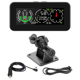 MOTOCOCHE GPS Digital Inclinometer Car Digital Inclinometer for Off-Road Vehicles, DC10-30V Multifunction Vehicle Clinometer with Coordinate Display