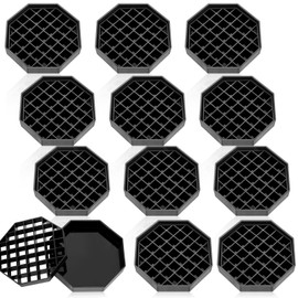 Suclain 12 Pcs 4 Inch Coffee Drip Tray Black Plastic Octagon Coffee Countertop Drip Coaster with Honeycomb Grid for Drink Tea Wine Beverage Dispenser