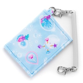 N5913900 Pass Case for Girls, Kids, Commuter Pass Holder, Train, Bifold with Coil Chain Hook, Mermaid and Shiny Light Philharmony Colorful Candy Style