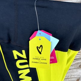 Zumba Love High Waisted Crop Leggings - Black/Yellow ~ XS XSpicy