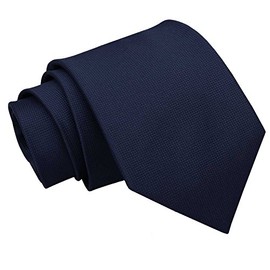 DQT Men Plain Solid Check Wedding Formal Casual Groom Classic Regular Slim Clip On Neck Tie - Navy Blue, Regular 9cm Tie